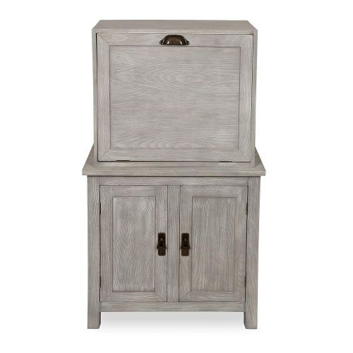  Kate and Laurel McIvory 2-Door Free-Standing Storage Cabinet with Pull Down Front Modern in Farmhouse Style, Distressed Gray Finish with Brass Metal Handles