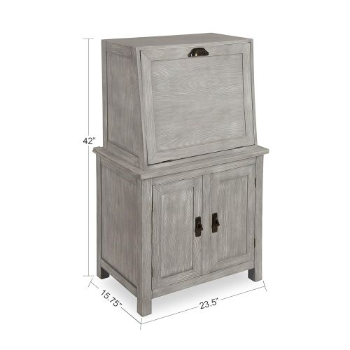  Kate and Laurel McIvory 2-Door Free-Standing Storage Cabinet with Pull Down Front Modern in Farmhouse Style, Distressed Gray Finish with Brass Metal Handles