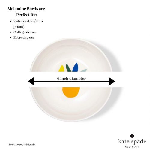 케이트 스페이드 뉴욕 Kate Spade New York Individual Reusable Melamine Bowl, Dishwasher Safe, Citrus Twist