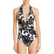 Kate Spade New York Monstera Knotted Halter Cutout One-Piece