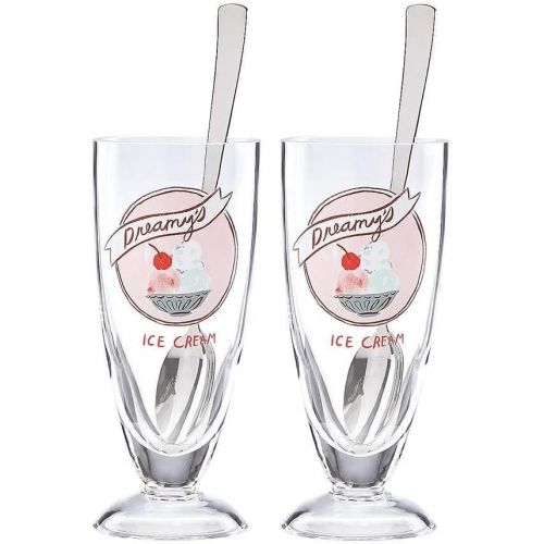 케이트 스페이드 뉴욕 Kate Spade New York All in Good Taste Ice Cream Soda Glasses with Spoons