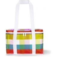 Kate Spade New York Large Capacity Insulated Cooler Bag, Soft Sided Portable Beach Cooler Tote for Women, Rainbow Plaid