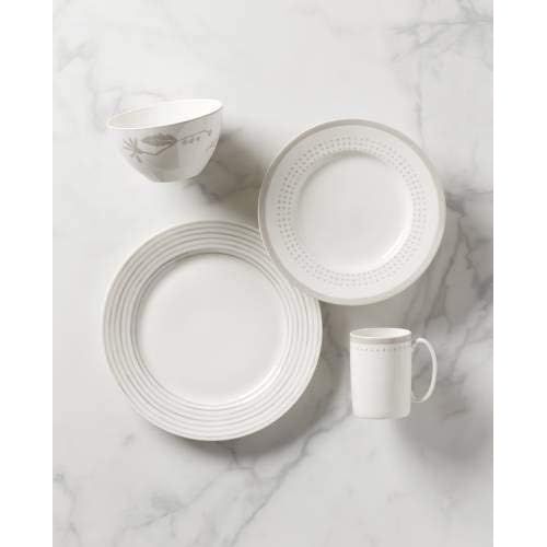 케이트 스페이드 뉴욕 [아마존베스트]Kate Spade New York Charlotte Street East Grey 4pc Place Setting, White