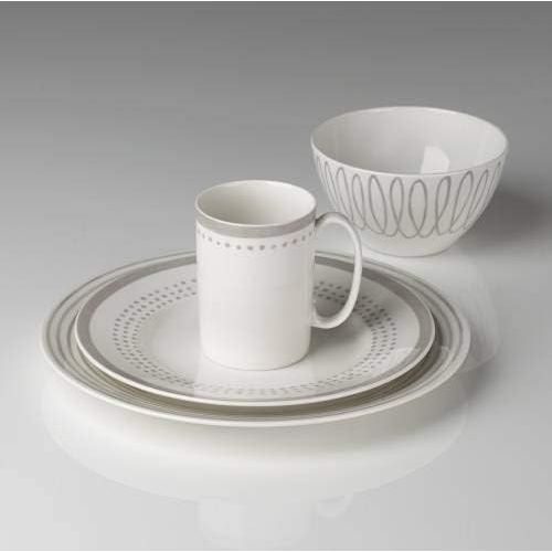 케이트 스페이드 뉴욕 [아마존베스트]Kate Spade New York Charlotte Street East Grey 4pc Place Setting, White