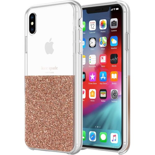 케이트 스페이드 뉴욕 Kate Spade New York Phone Case | for Apple iPhone XS Max | Protective Clear Crystal Phone Cases with Slim Design and Drop Protection - Hollyhock CreamBlush  Crystal Gems