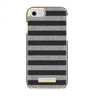 Kate Spade New York Wrap Glitter Stripe Case, iPhone 8, Black Saffiano/Silver Glitter