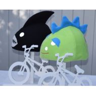 KateTormeyDesign Helmet , riding hat cover Black shark with fin and teeth detail