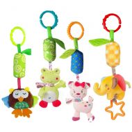 Katedy Toy 4 Packs Rattle Cat Seat Hanging Bell for Newborn Toddlers Playing Handbells Use for...