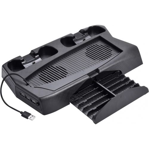  [아마존베스트]Kath PS5 Stand Cooling Fan for PS5 CD-ROM/Digital Game Console, Charging Station Dock with Dual Controller Charger Ports, Game Disc Holder