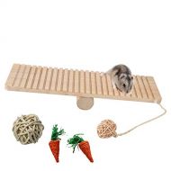 kathson Hamster Seesaw Toys, Small Animal Play Wooden Platform with Ball for Guinea Pigs, Gerbil, Mouse, Cat, Rabbit Exercise Playing Toy