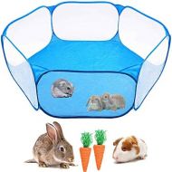 kathson Small Animals Cage Tent, Breathable and Transparent Reptiles Cage, Folding Exercise Playpen Pop Open Outdoor/Indoor Portable Fence with Chewing Toys for Guinea Pig Hamster