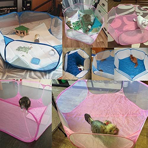  kathson Small Animals Cage Tent, Breathable and Transparent Reptiles Cage, Folding Exercise Playpen Pop Open Outdoor/Indoor Portable Fence with Chewing Toys for Guinea Pig Hamster