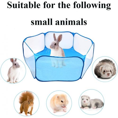  kathson Small Animals Cage Tent, Breathable and Transparent Reptiles Cage, Folding Exercise Playpen Pop Open Outdoor/Indoor Portable Fence with Chewing Toys for Guinea Pig Hamster