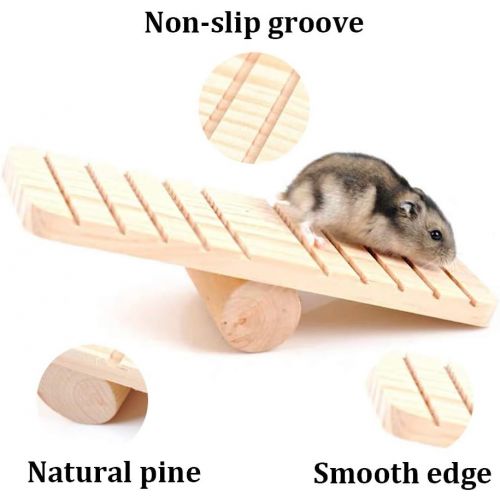  kathson Hamster Seesaw Wooden Hanging Swing Set Ferret Climbing Ladder Chew Toys Suspension for Small Hamsters Squirrels Gerbils Mice Dwarfs Rats