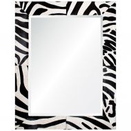 Kathy Kuo Home Durban Global Bazaar Black White Striped Hide Mirror - 70x50