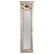 Kathy Kuo Home Gaspar French Antique Grey Brass Sun Rectangle Floor Mirror - 92H