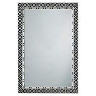 Kathy Kuo Home Hope Modern Classic Rectangular Black Ivory Shell Wall Mounted Mirror