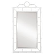 Kathy Kuo Home Ye Global Bazaar White Lacquer Bamboo Chinoiserie Wall Mirror