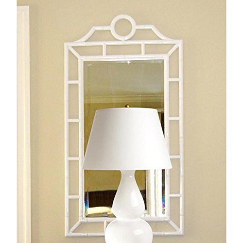  Kathy Kuo Home Ye Global Bazaar White Lacquer Bamboo Chinoiserie Wall Mirror