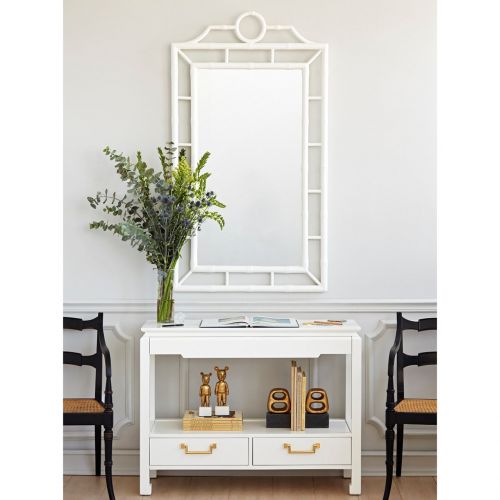  Kathy Kuo Home Ye Global Bazaar White Lacquer Bamboo Chinoiserie Wall Mirror