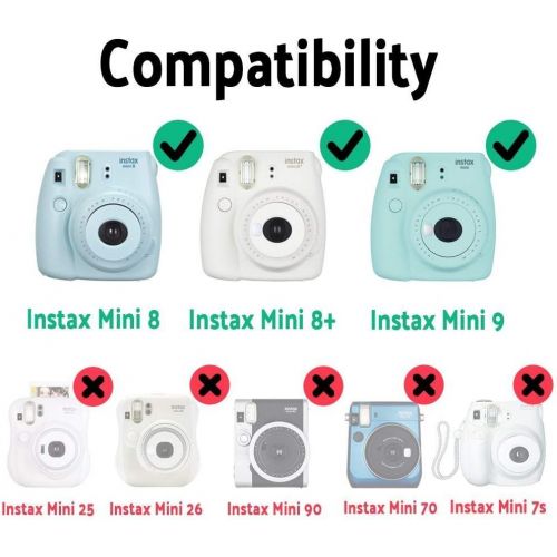  Katia Instant Camera Accessories Bundle Compatible for Fujifilm Instax Mini 9/ Mini 8+/ Mini 8 Instant Film Camera. Includes Camera Case, Album, Frame, Stickers, Strap,etc - Galaxi