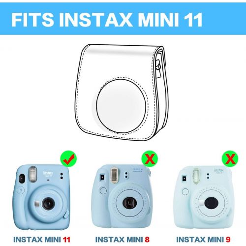  Katia Instant Camera Accessories Bundle Compatible with Fujifilm Mini 11 Instant Film Camera. Includes Camera Case, Album, Frame, Stickers, Strap,etc - Blue Horse