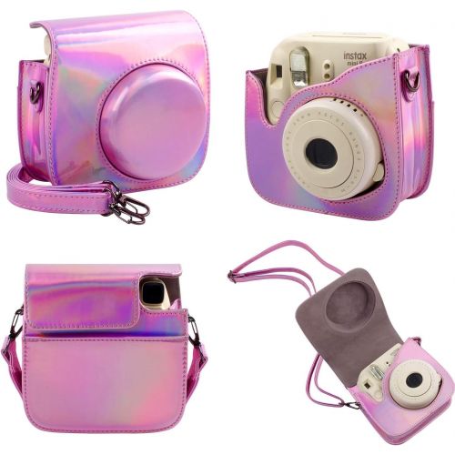  Katia Instant Camera Accessories Bundle Compatible for Fujifilm Mini 9/ Mini 8+/ Mini 8 Instant Film Camera. Includes Camera Case, Album, Frame, Stickers, Strap,etc (Laser Pink)