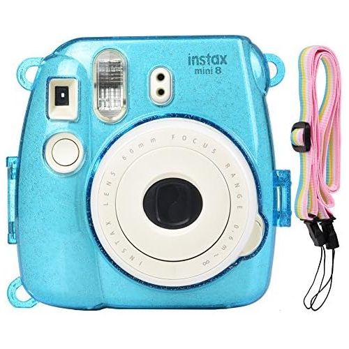  Katia Camera Case Bag Compatible for Fujifilm Instax Mini 9 Instant Camera, also for Fujifilm Instax Mini 8 Instant Film Camera with Strap - Shining Blue