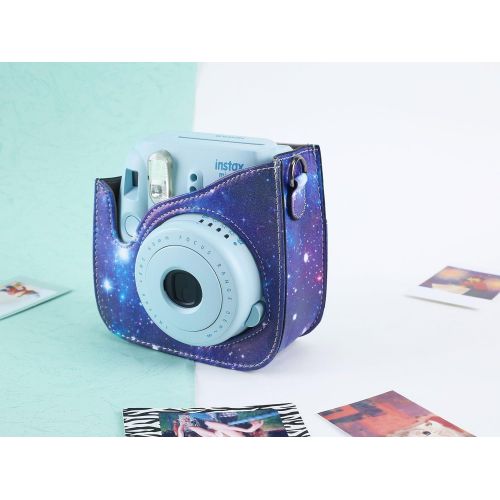  Katia Camera Case Bag Compatible with Fujifilm Instax Mini 11 9 8+ 8 Instant Film Camera with Shoulder Strap and Photo Accessories Pocket - Galaxy