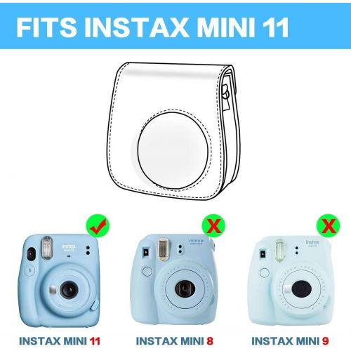  Katia Instant Camera Accessories Bundle Compatible for Fujifilm Mini 11 Instant Film Camera. Includes Camera Case, Album, Frame, Stickers, Strap,etc (Brown)