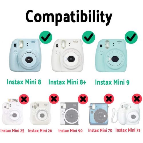  Katia Instant Camera Accessories Bundle Compatible for Fujifilm Instax Mini 9/ Mini 8+/ Mini 8 Instant Film Camera. Includes Camera Case, Album, Frame, Stickers, Strap,etc - Galaxy