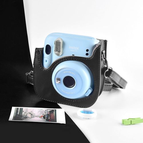  Katia Camera Case Compatible for Fujifilm Instax Mini 11 Instant Film Camera with Adjustable Shoulder Strap - Color (Black)