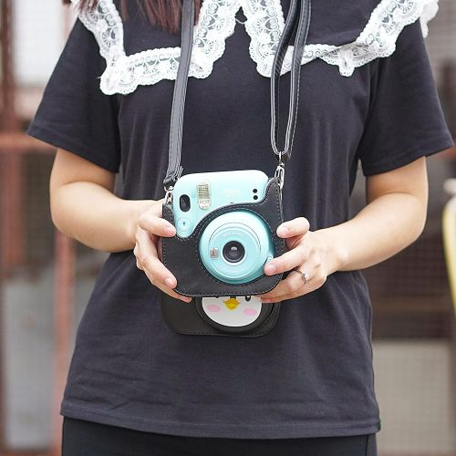  Katia Camera Case Compatible for Fujifilm Instax Mini 11 Instant Film Camera with Adjustable Shoulder Strap - Color (Black)