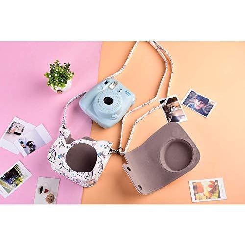  Katia Camera Case Compatible for Fujifilm Instax Mini 11 9 7s 8+ 8 Instant Film Camera with Photo Accessories Pocket and Shoulder Strap - White