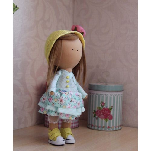  KatisMaster Textile doll Handmade doll Fabric doll Tilda doll Rose doll Soft doll Cloth doll Collectable doll Rag doll Interior doll