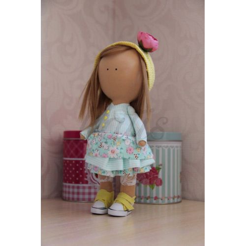  KatisMaster Textile doll Handmade doll Fabric doll Tilda doll Rose doll Soft doll Cloth doll Collectable doll Rag doll Interior doll