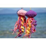 /KatrinKnitting Jellyfish Amigurumi ornaments Crochet Summer decor beach house kids decoration nursery marine Nautical Decor ocean ornament pool house 2 pcs