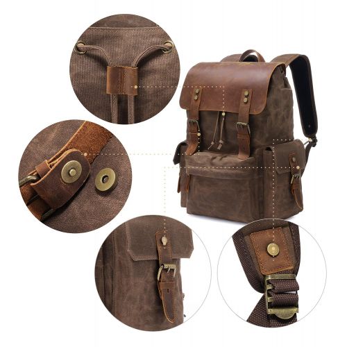  Kattee Large Canvas Backpack School Bag Outdoor Travel Rucksack,Vintage Briefcase Satchel Shoulder Bag