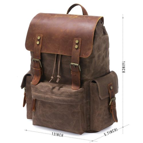  Kattee Large Canvas Backpack School Bag Outdoor Travel Rucksack,Vintage Briefcase Satchel Shoulder Bag