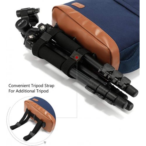  [아마존 핫딜]  [아마존핫딜]Kattee Womens Canvas SLR DSLR Camera Backpack 14 Laptop Bag for Canon Nikon with Waterproof Rain Cover Tripod Holder (Blue, Small)