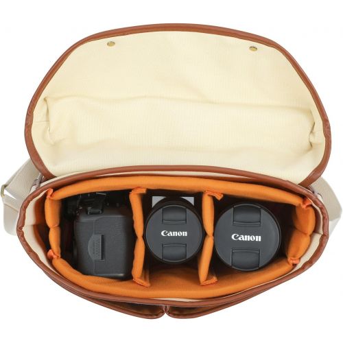  [아마존 핫딜] [아마존핫딜]Kattee Fashion PU Leather Canvas DSLR Mirrorless Camera Shoulder Bag for Canon Nikon, etc (Large, Blue)