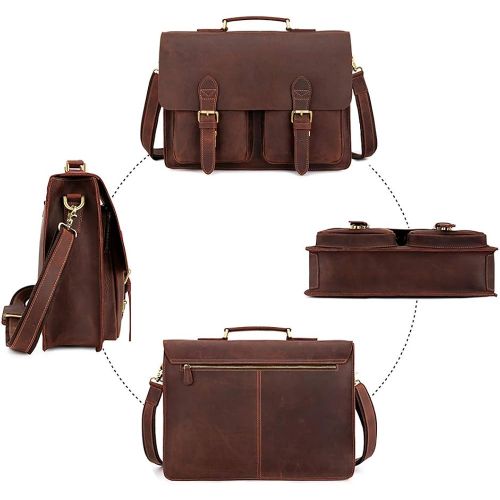  [아마존핫딜][아마존 핫딜] Kattee Handmade Genuine Leather Satchel Bag 15.6” Laptop Briefcase Messenger Bag for Men