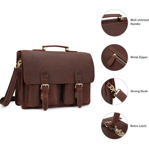  [아마존핫딜][아마존 핫딜] Kattee Handmade Genuine Leather Satchel Bag 15.6” Laptop Briefcase Messenger Bag for Men