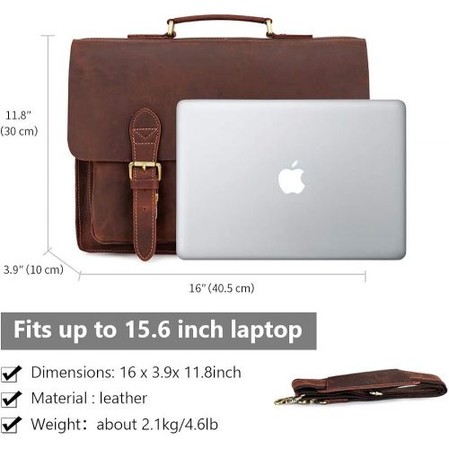  [아마존핫딜][아마존 핫딜] Kattee Handmade Genuine Leather Satchel Bag 15.6” Laptop Briefcase Messenger Bag for Men