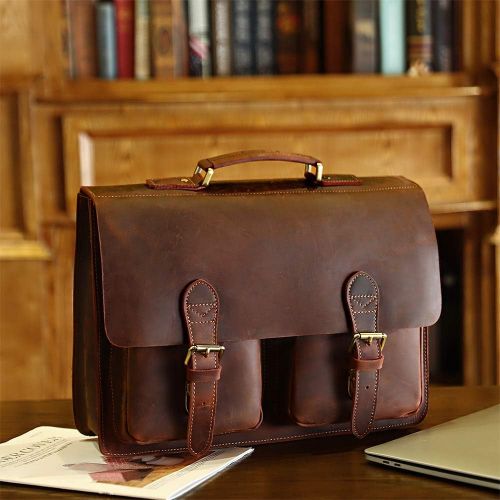  [아마존핫딜][아마존 핫딜] Kattee Handmade Genuine Leather Satchel Bag 15.6” Laptop Briefcase Messenger Bag for Men