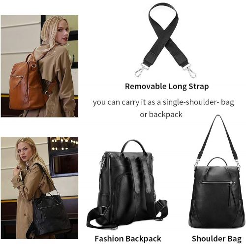  [아마존핫딜][아마존 핫딜] Kattee Leather Backpack Purse for Women Anti-theft Rucksack Shoulder Bag