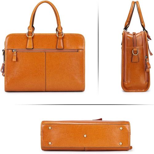  [아마존 핫딜] Kattee Genuine Leather Briefcase for Women, Large Capacity Laptop bag with Luggage Tag