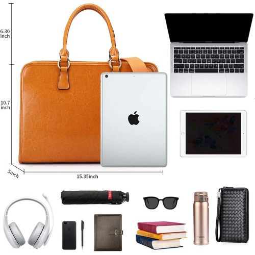  [아마존 핫딜] Kattee Genuine Leather Briefcase for Women, Large Capacity Laptop bag with Luggage Tag