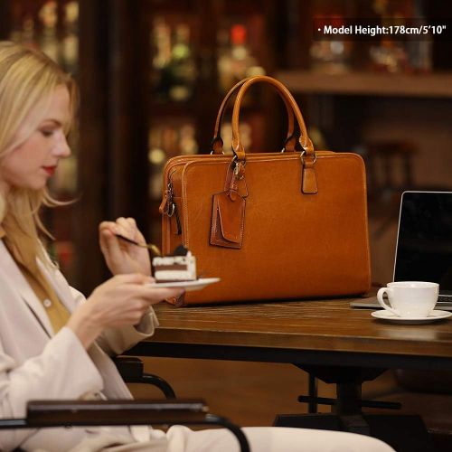  [아마존 핫딜] Kattee Genuine Leather Briefcase for Women, Large Capacity Laptop bag with Luggage Tag