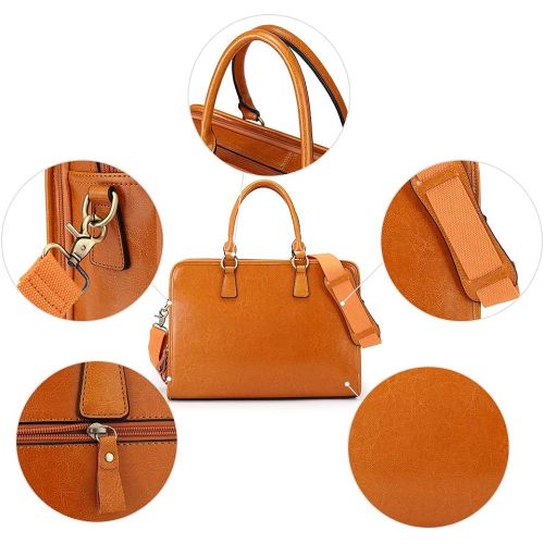  [아마존 핫딜] Kattee Genuine Leather Briefcase for Women, Large Capacity Laptop bag with Luggage Tag